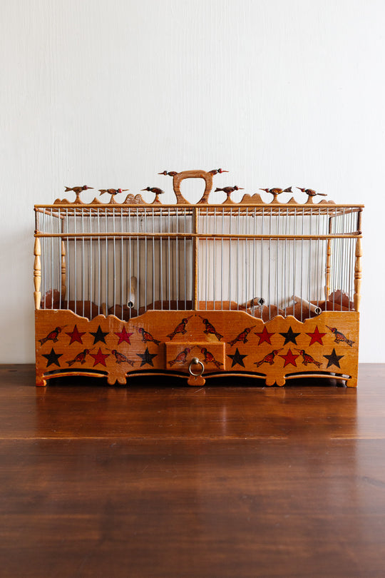 rare hand painted antique french provincial folk art bird cage