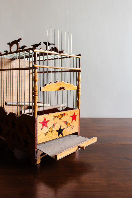 rare hand painted antique french provincial folk art bird cage