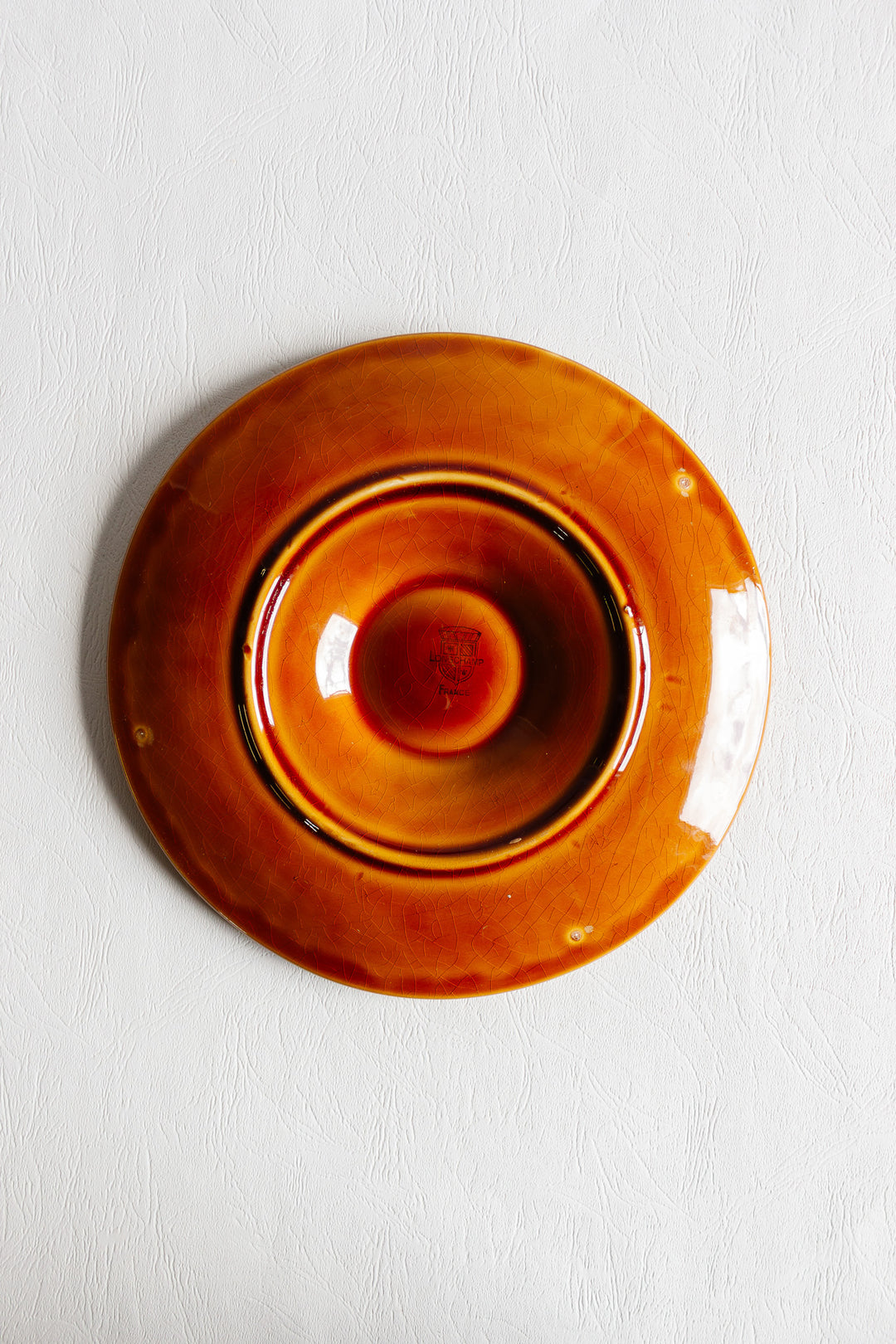 antique french "basketweave" Longchamp amber oyster plate