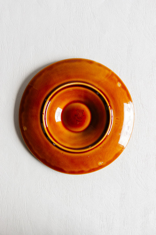 antique french "basketweave" Longchamp amber oyster plate