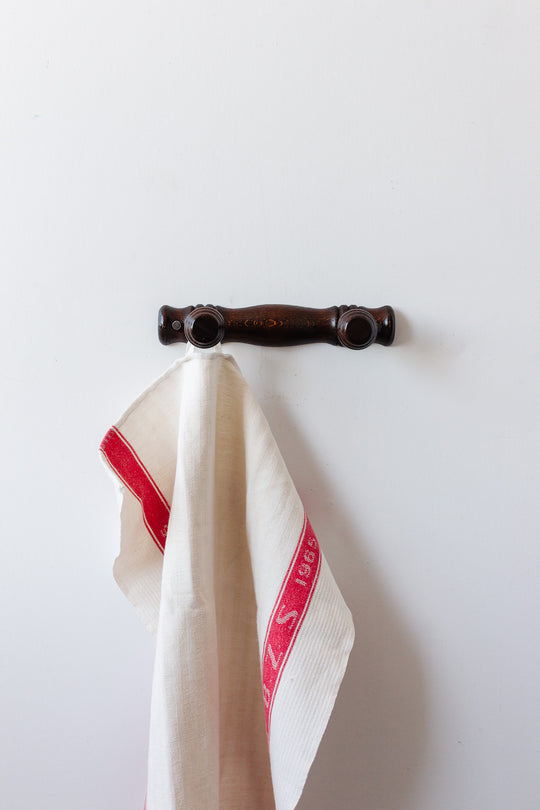 midcentury French carved wood coat rack