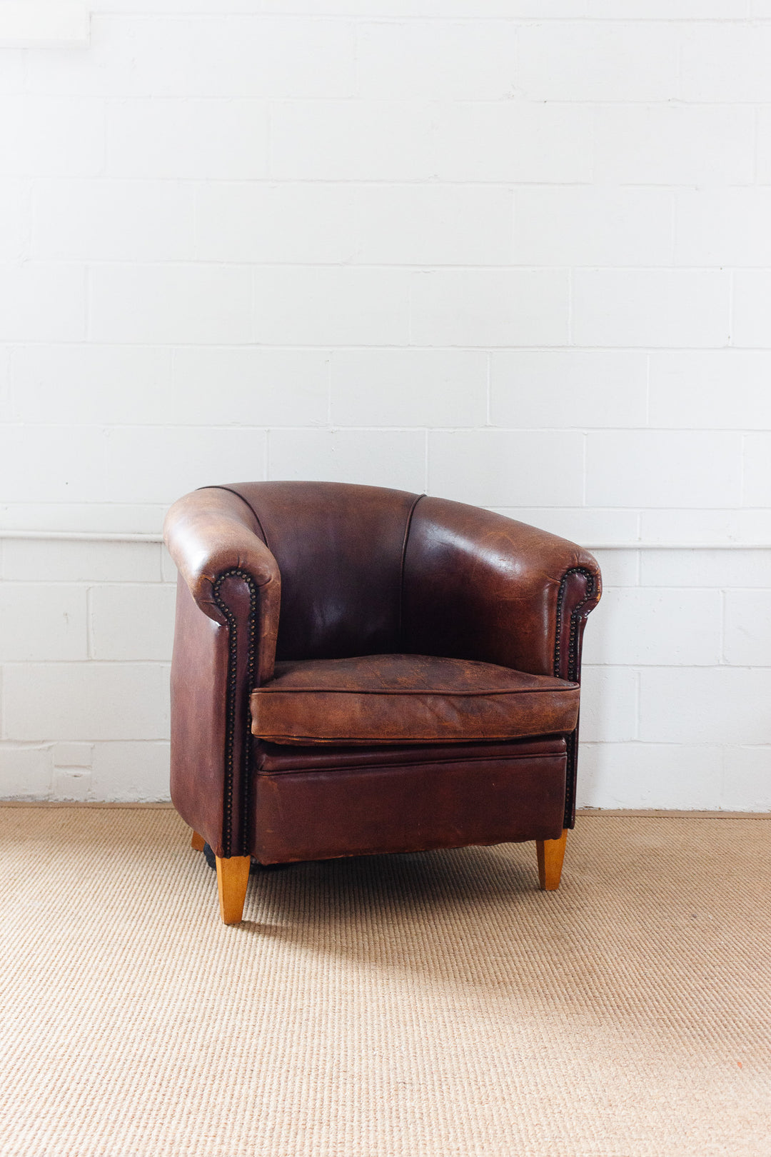 1980s Dutch sheepskin leather club chair