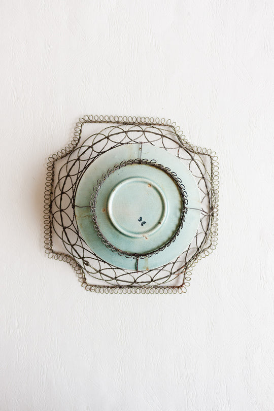 late 19th century french wire and majolica basket