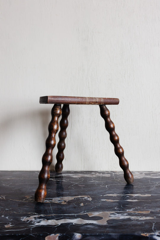 midcentury french bobbin leg tripod stool