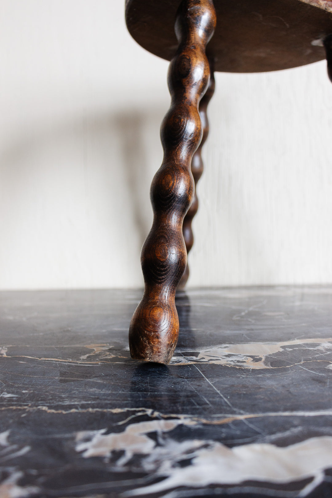 midcentury french bobbin leg tripod stool