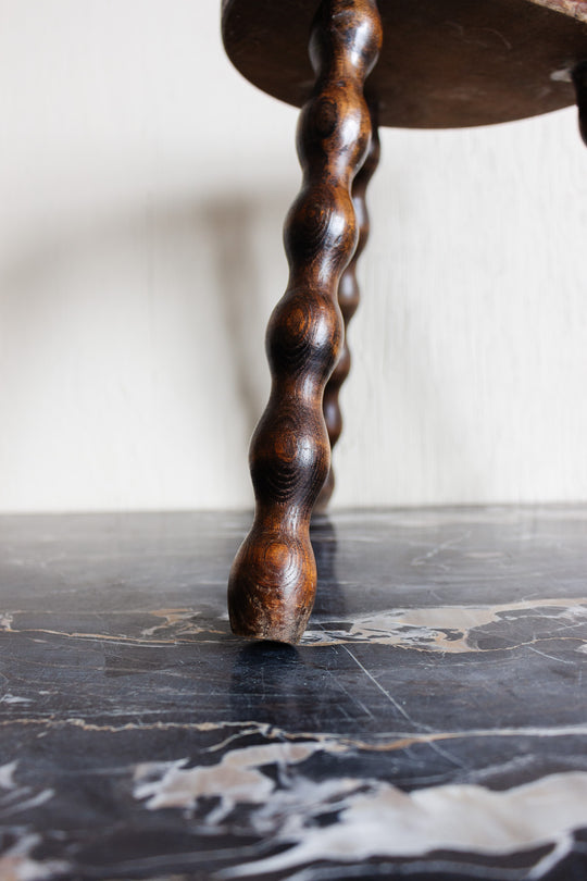 midcentury french bobbin leg tripod stool