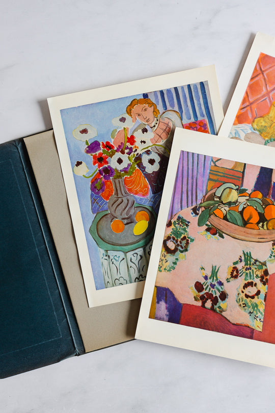 midcentury french set of Matisse prints in folder
