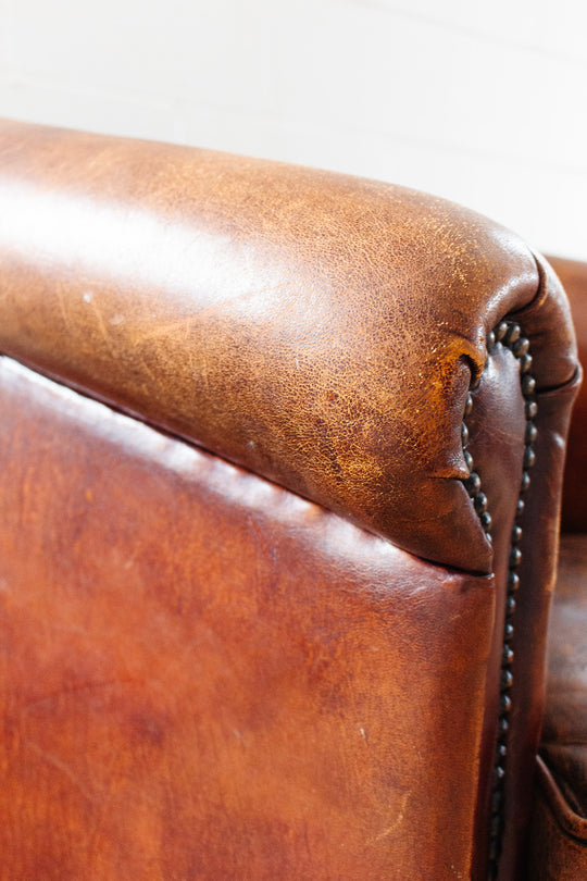 1980s Dutch sheepskin leather club chair