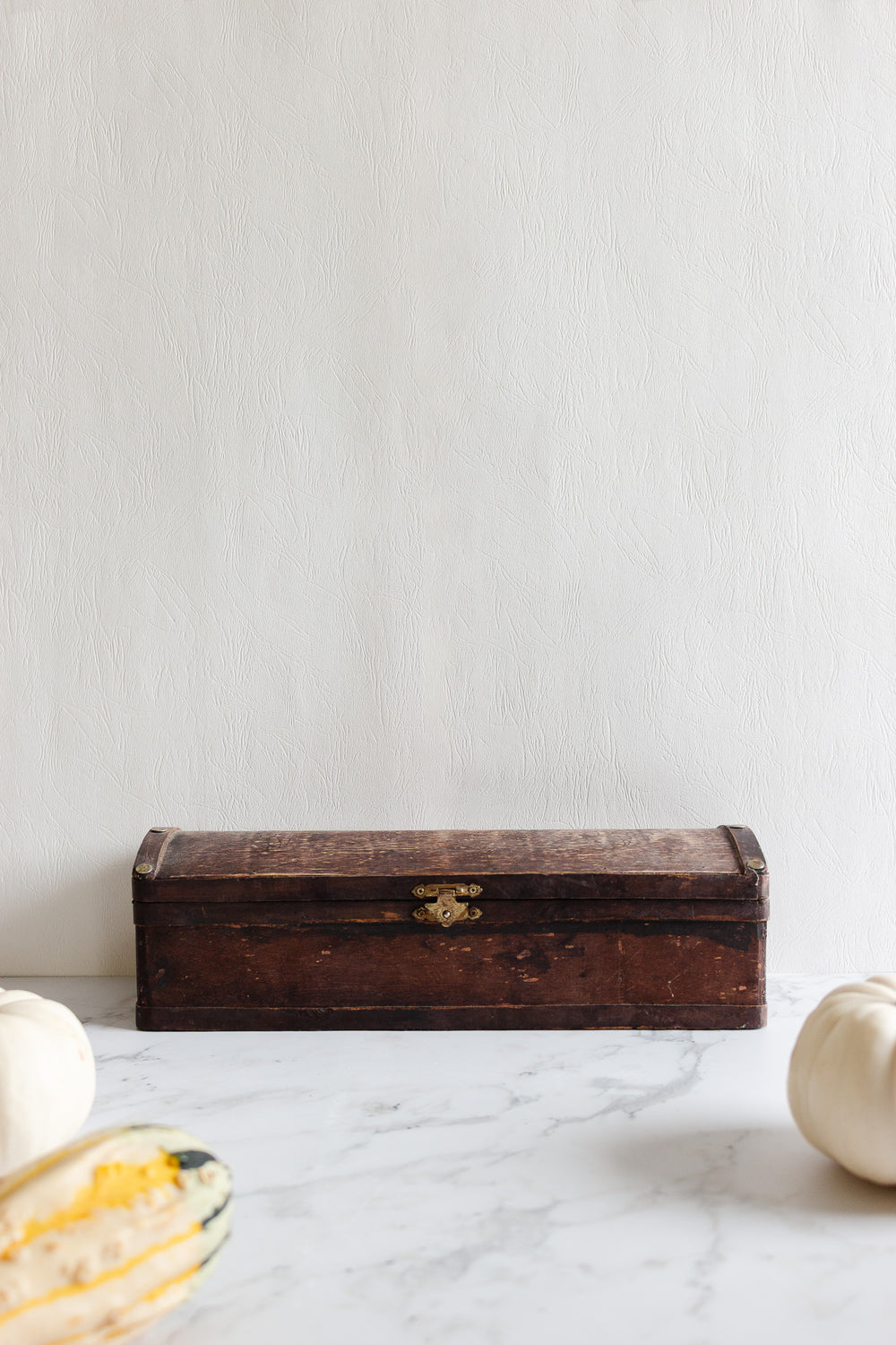 antique french wooden domed glove box