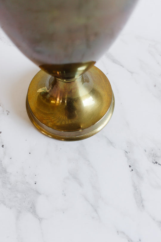 turn of the century french baccus face brass vase