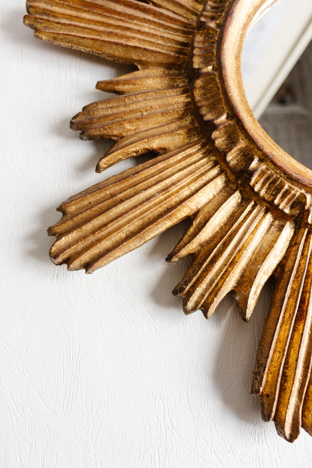 antique french wooden gilt starburst mirror