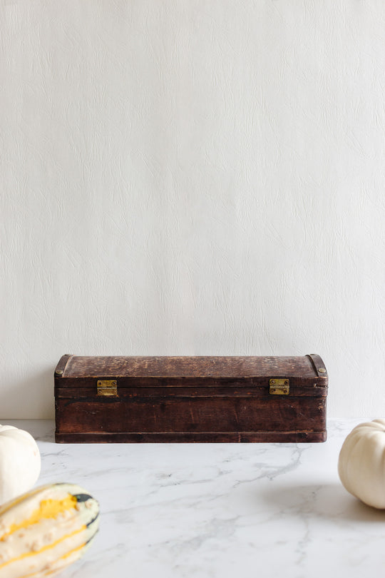 antique french wooden domed glove box