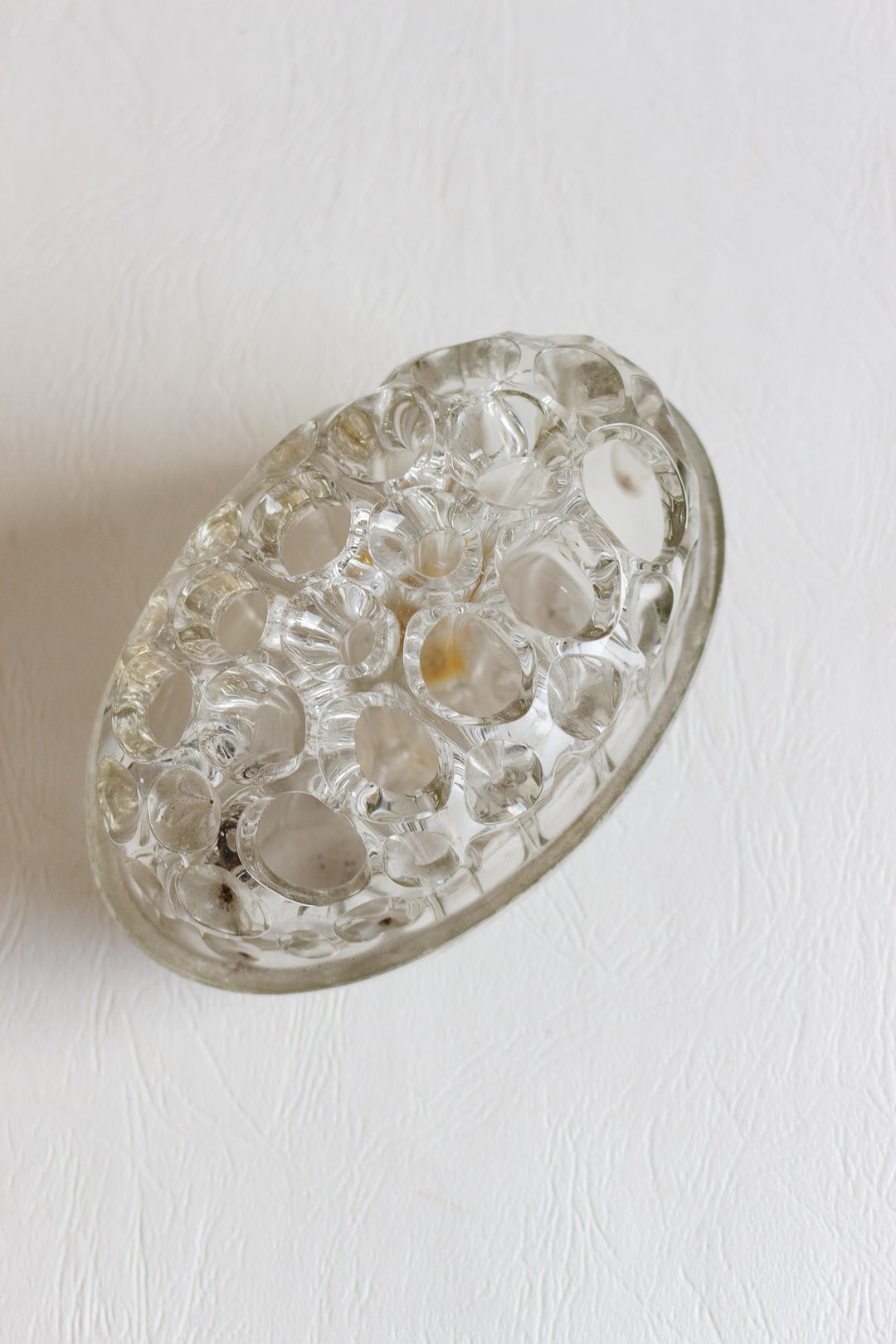 antique french large oval glass flower frog