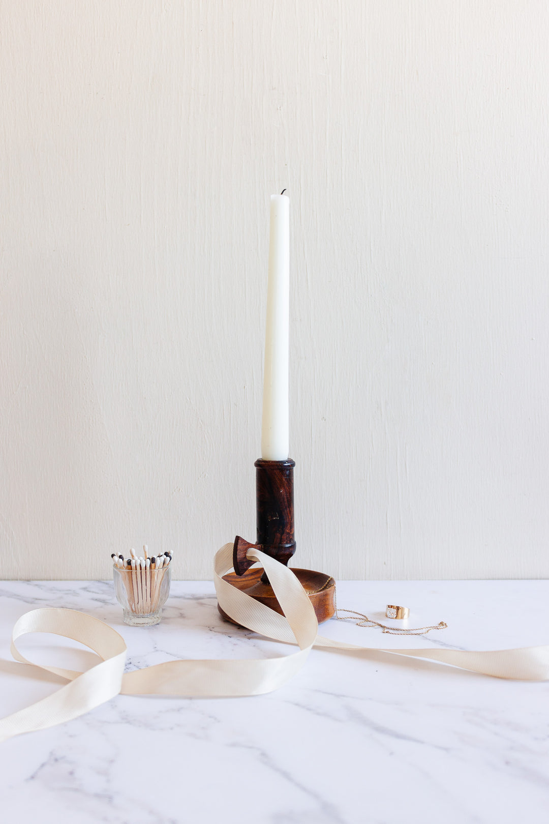 vintage european wooden mahogany candlestick