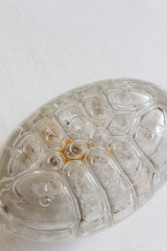 antique french large oval glass flower frog