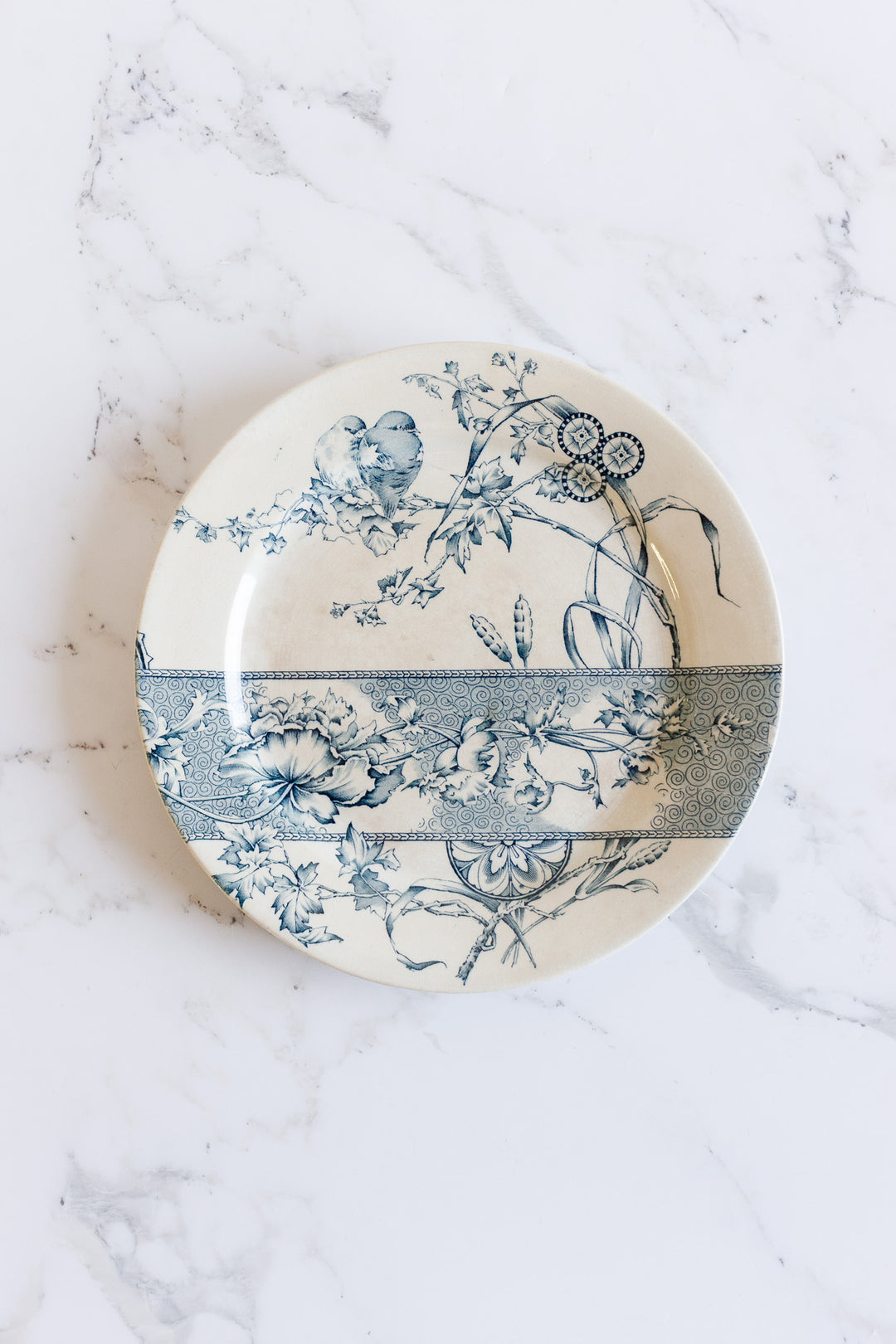 antique blue and white transferware plate