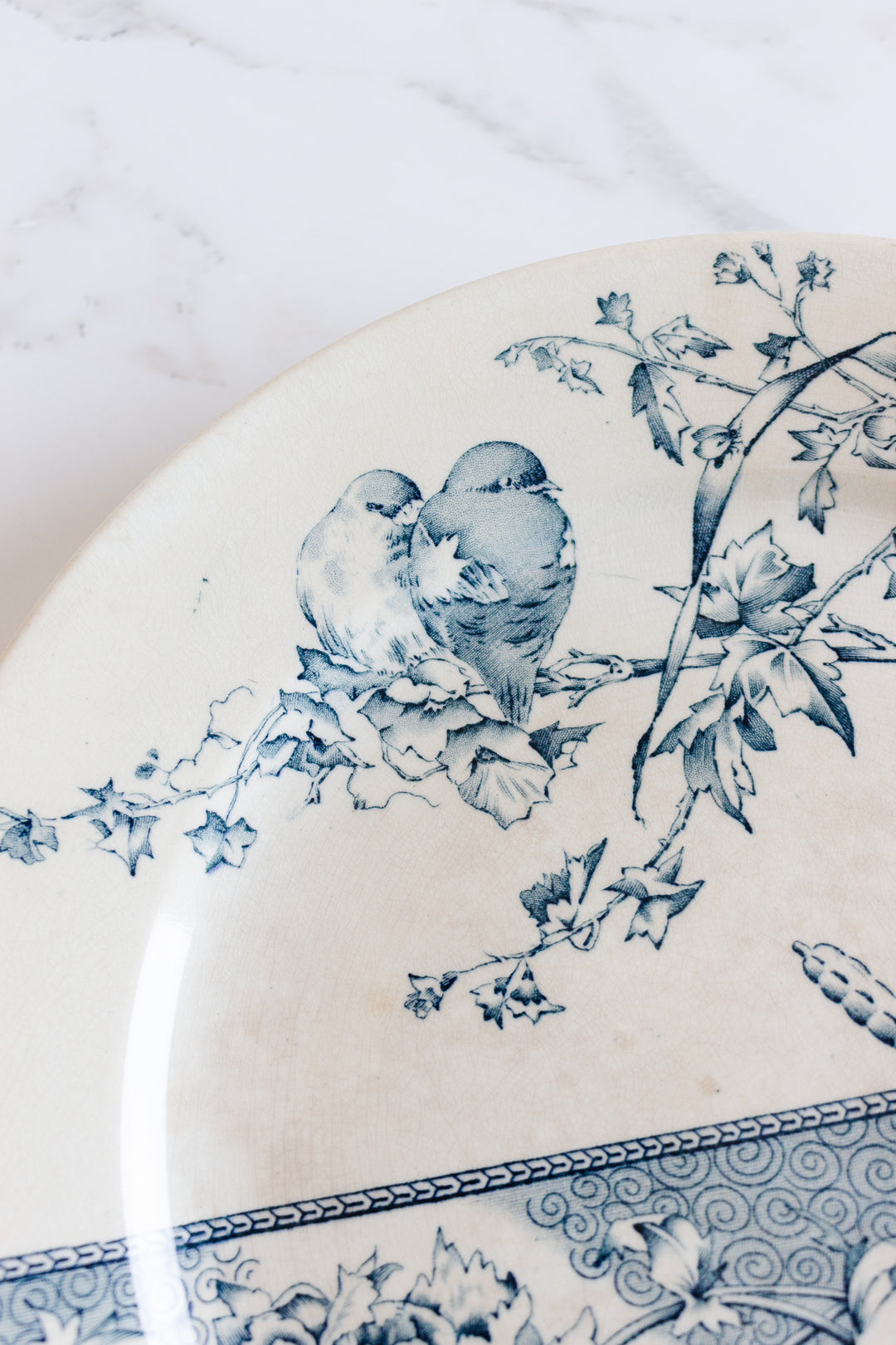 antique blue and white transferware plate