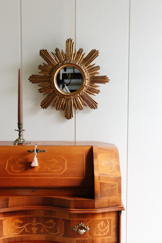 antique french wooden gilt starburst mirror