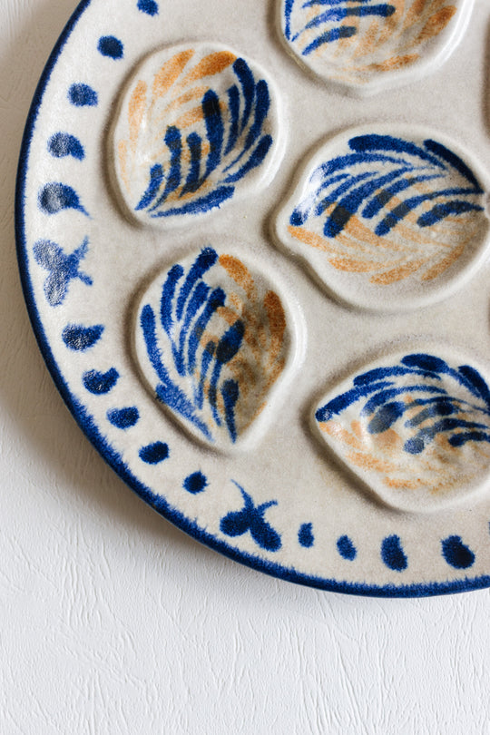 1960s french MBFA pornic "arcachon" oyster plates, set of 6