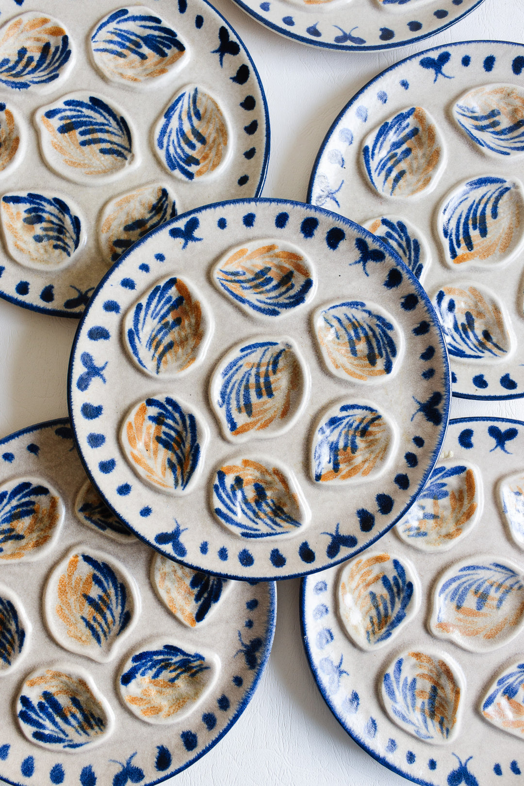 1960s french MBFA pornic "arcachon" oyster plates, set of 6