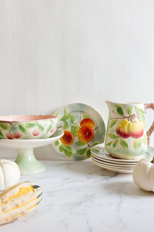 antique french sarreguemines majolica dish set