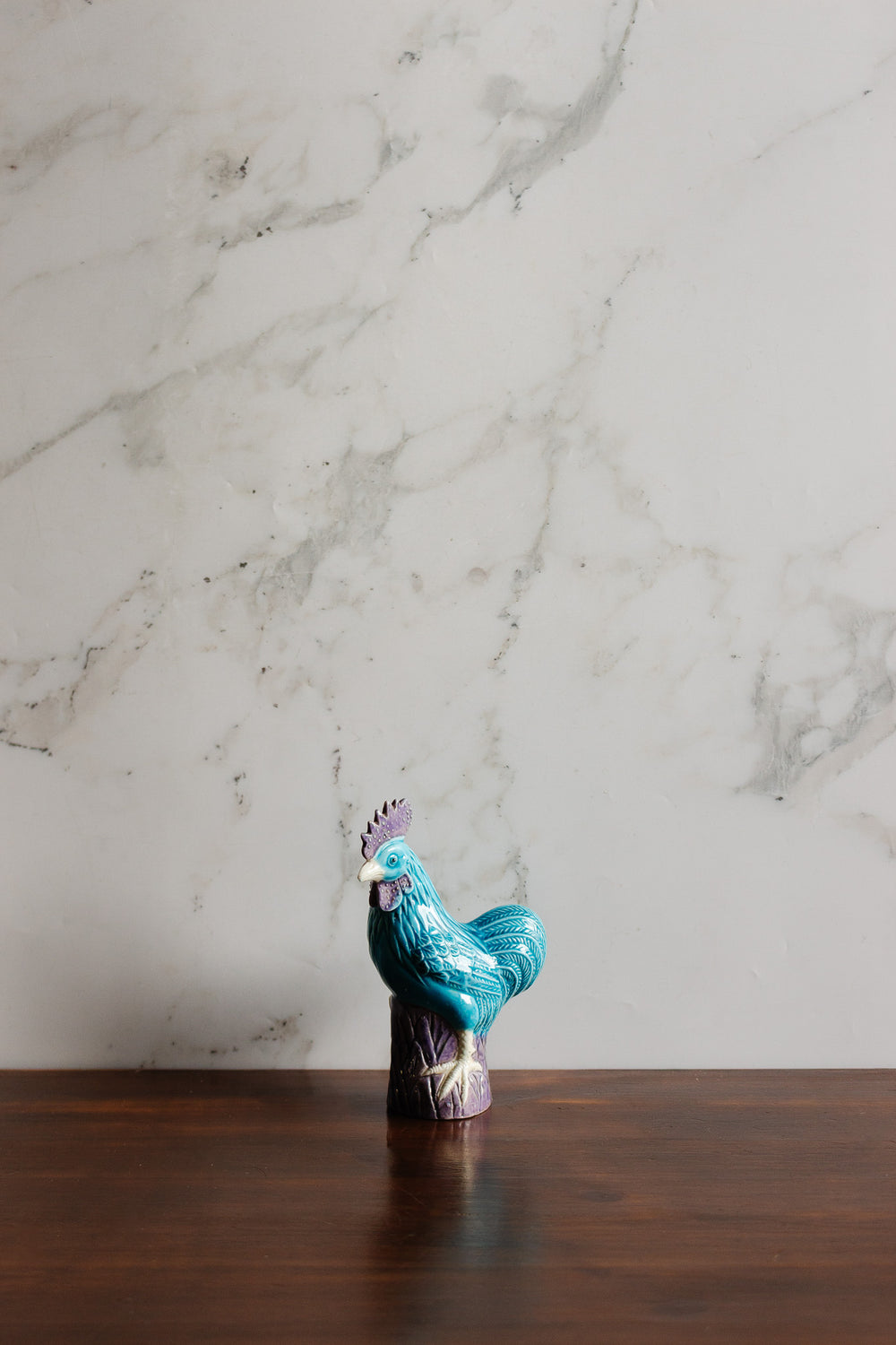 vintage french majolica rooster figure
