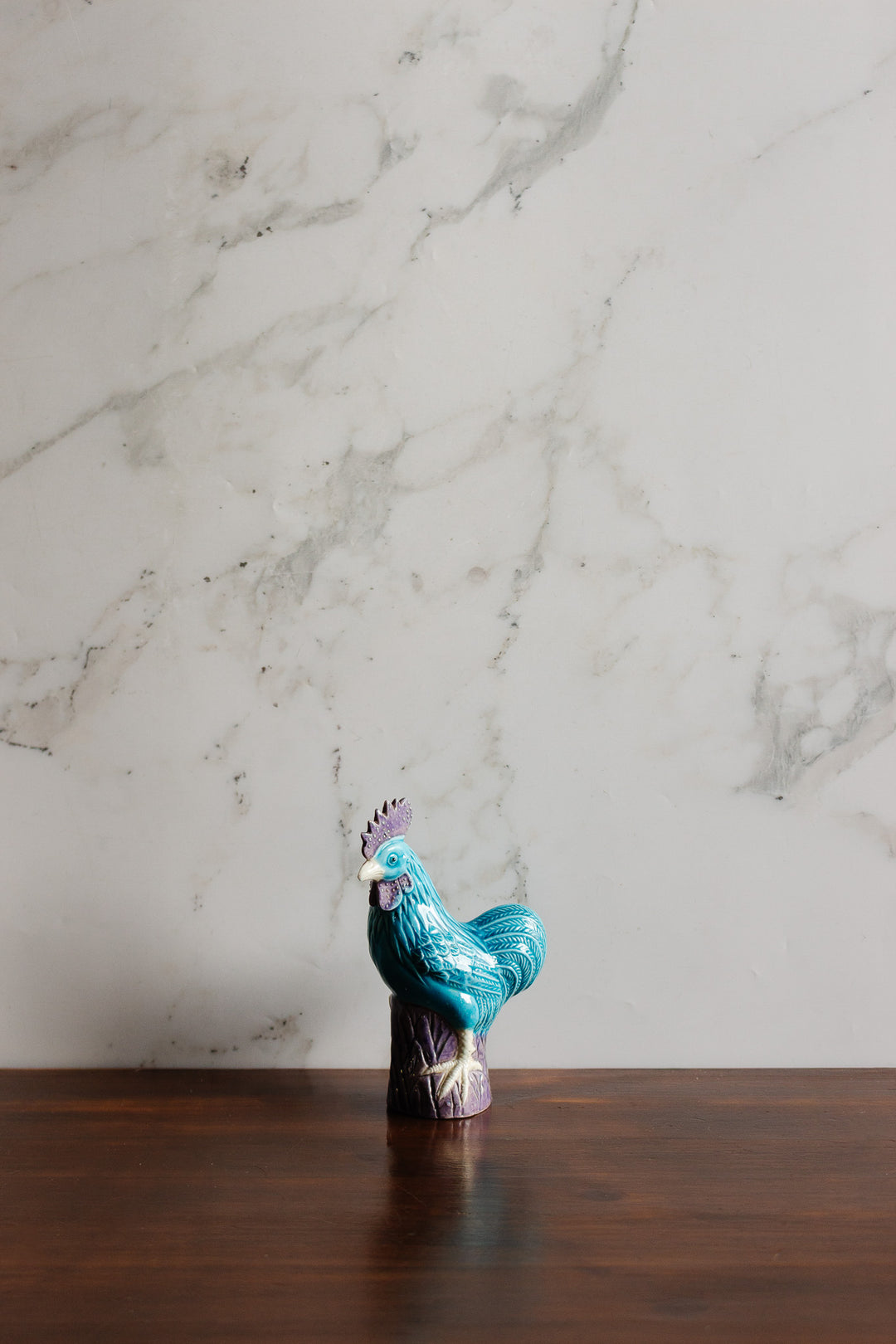 vintage french majolica rooster figure