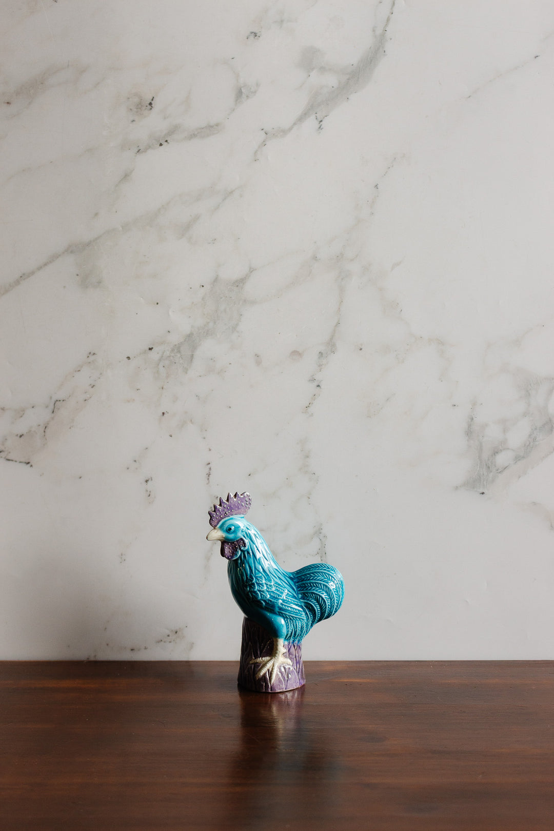 vintage french majolica rooster figure