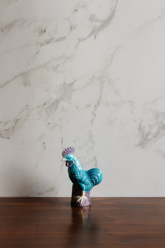 vintage french majolica rooster figure