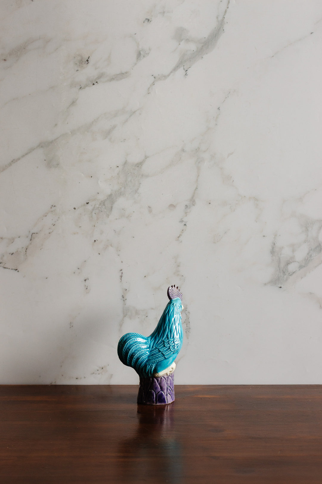 vintage french majolica rooster figure