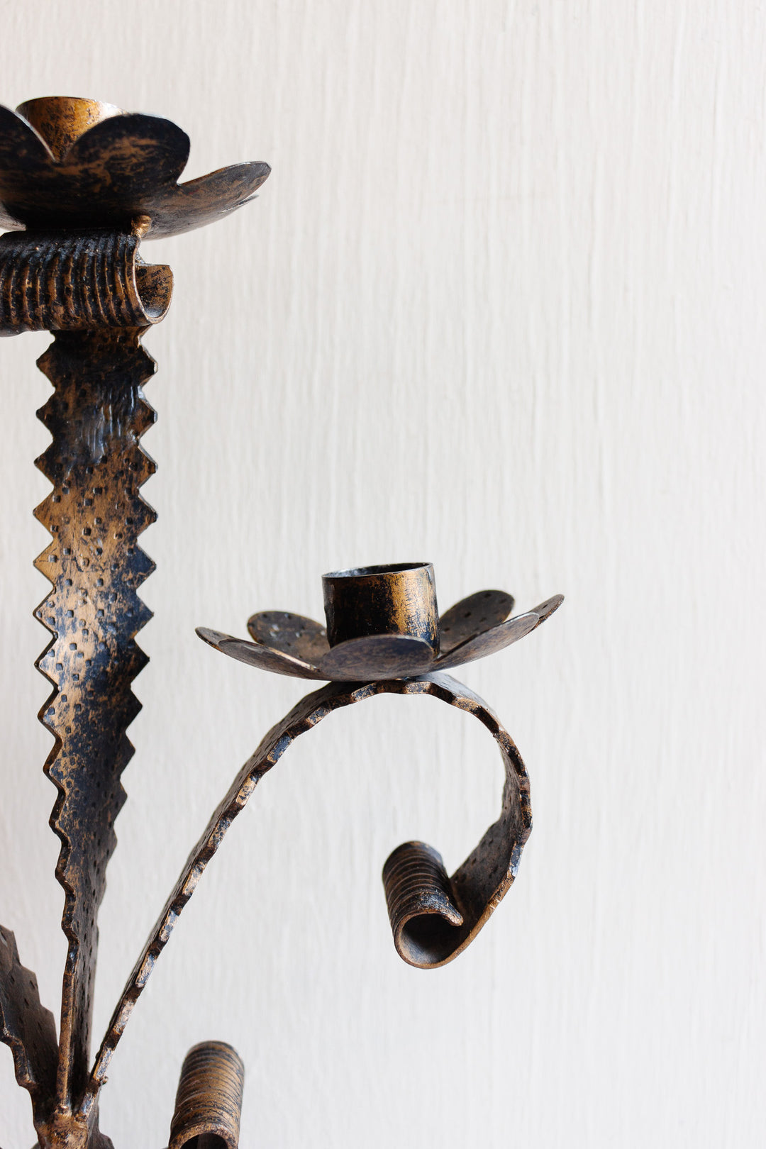 midcentury French wrought iron brutalist gothic candelabra