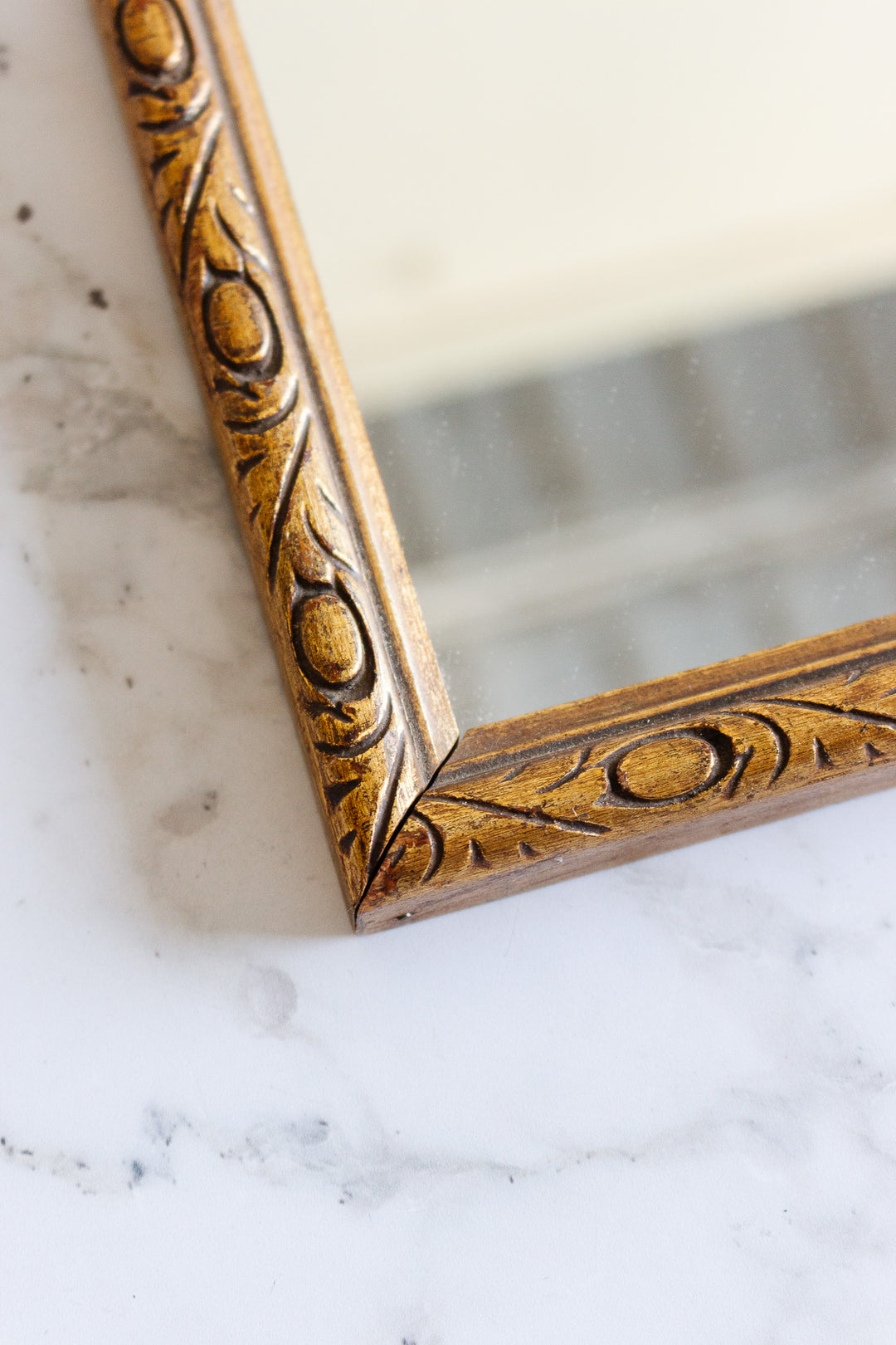 antique french "petit" hand carved mirror