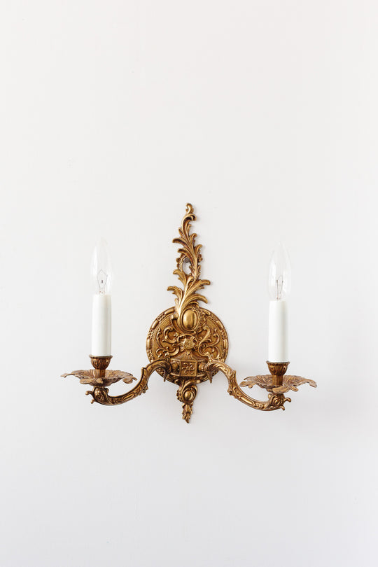 pair of vintage Louis XV style gilt wall sconces