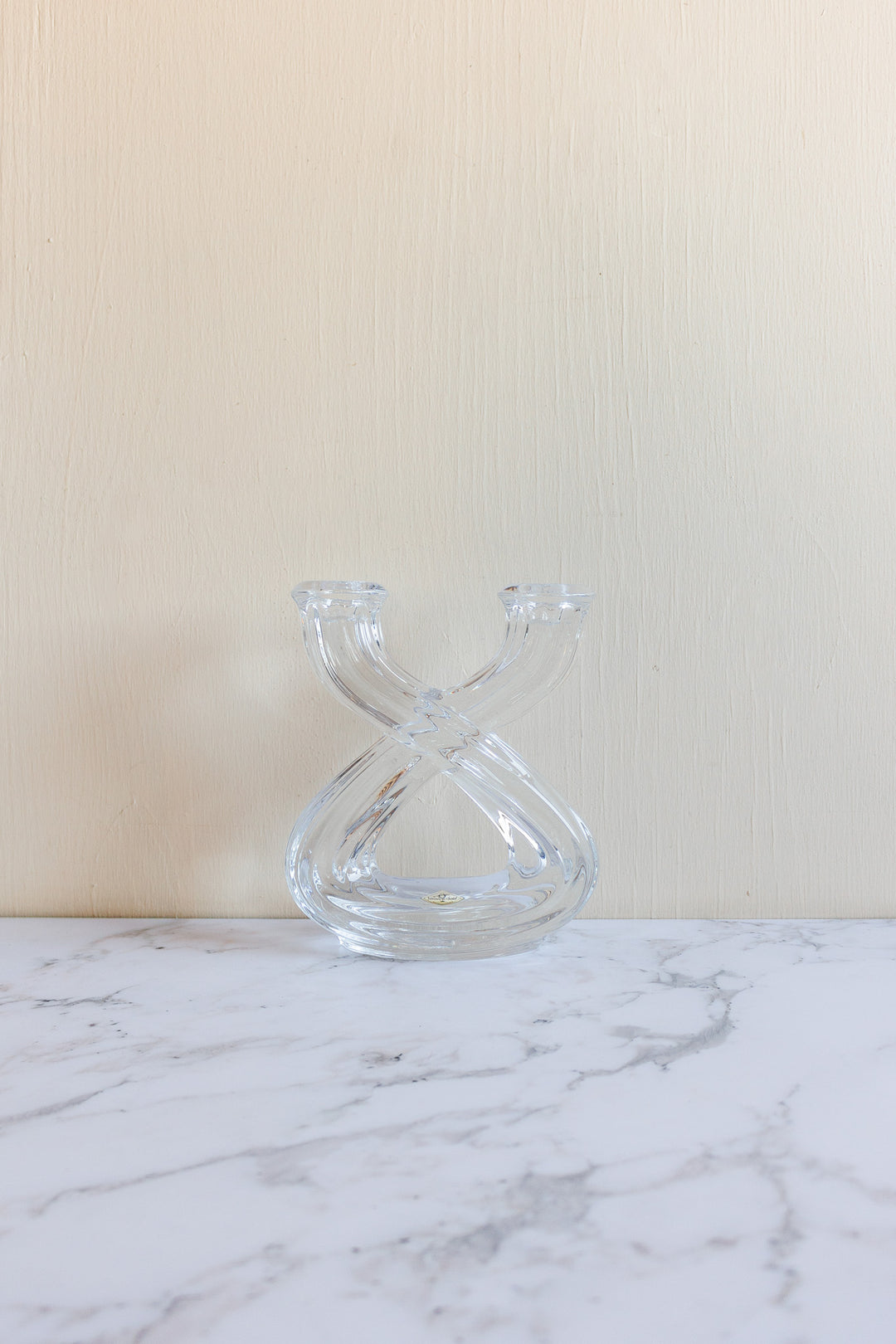 pair of 1960s french Vannes art crystal candlesticks