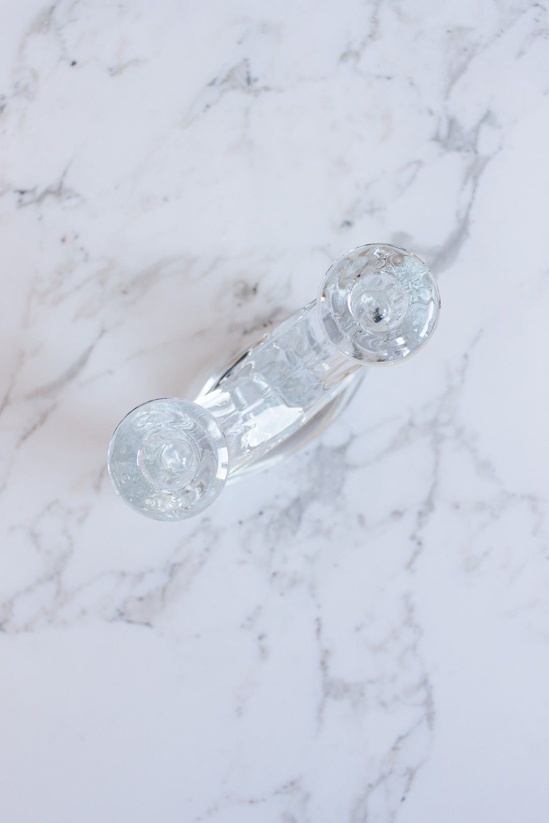 pair of 1960s french Vannes art crystal candlesticks