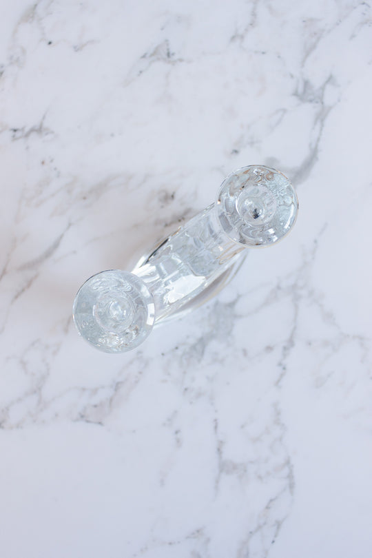 pair of 1960s french Vannes art crystal candlesticks