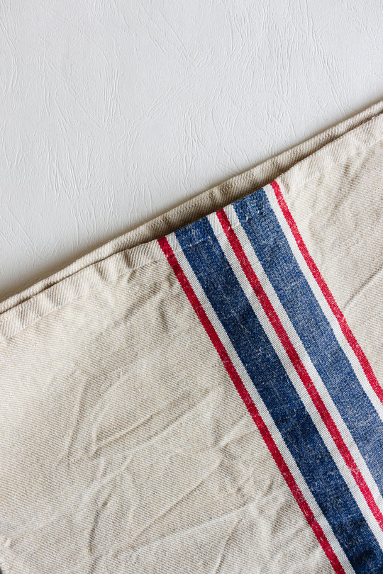 large antique french woven linen grain sack