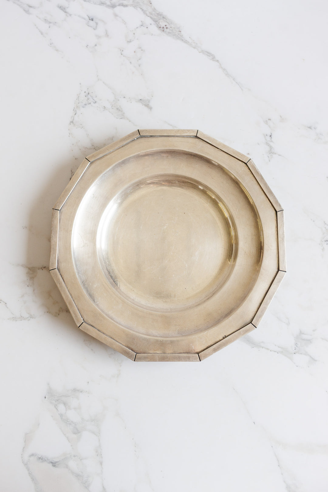 french art deco geometric silver serving plate