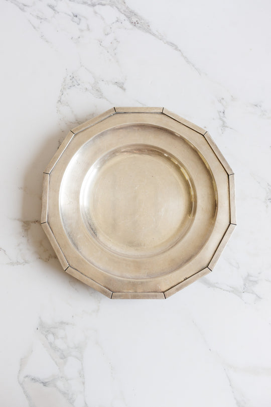 french art deco geometric silver serving plate