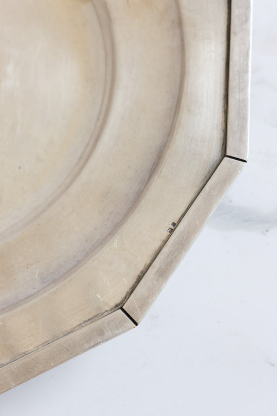 french art deco geometric silver serving plate
