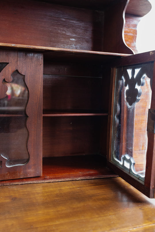 antique french wall mounted 3 tier wood cabinet