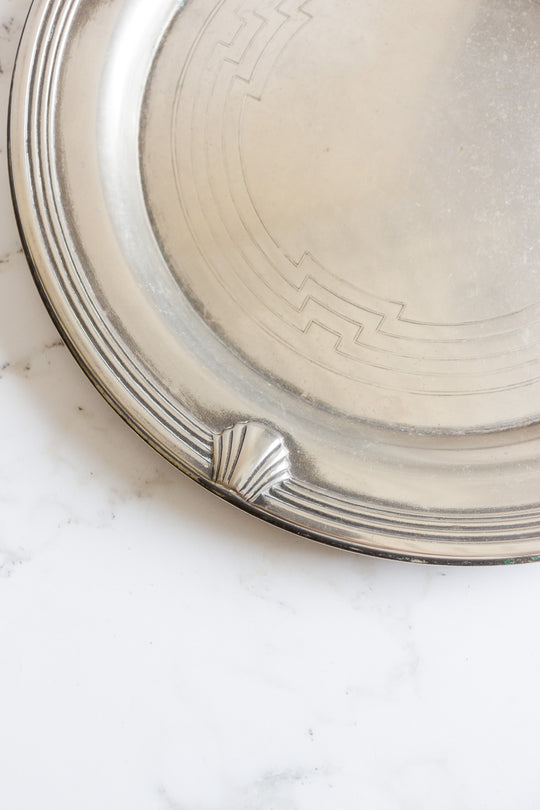 french art deco round silver cake plate