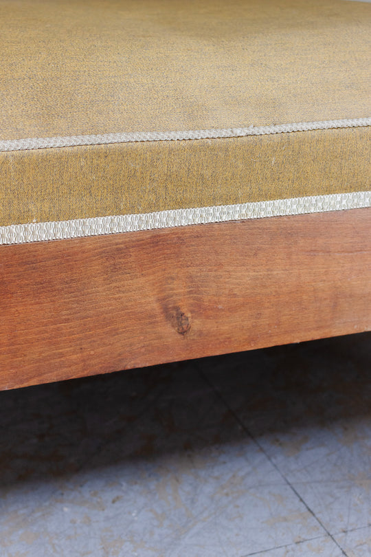 large vintage french wood and fabric ottoman/coffee table