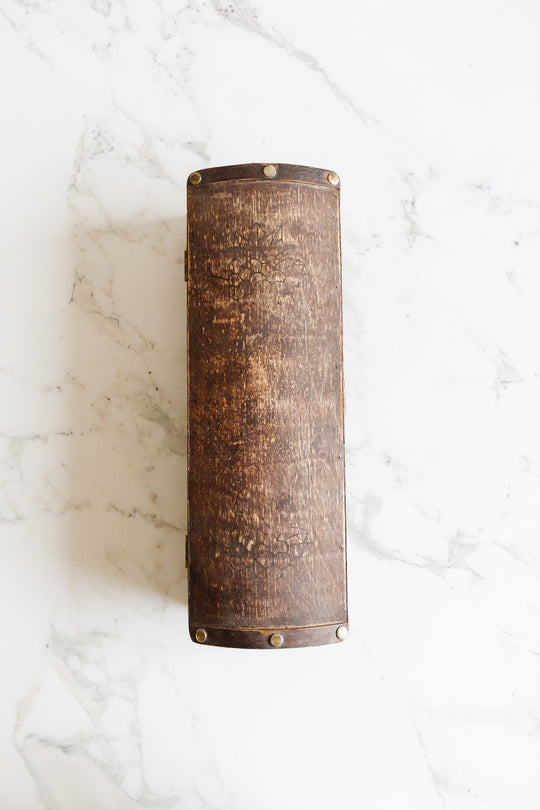 antique french wooden domed glove box