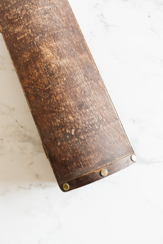 antique french wooden domed glove box