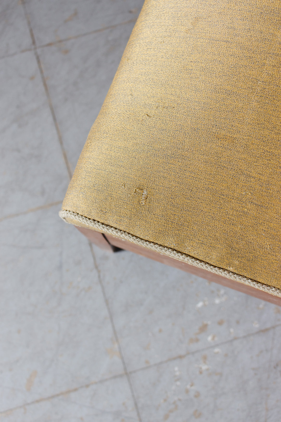 large vintage french wood and fabric ottoman/coffee table