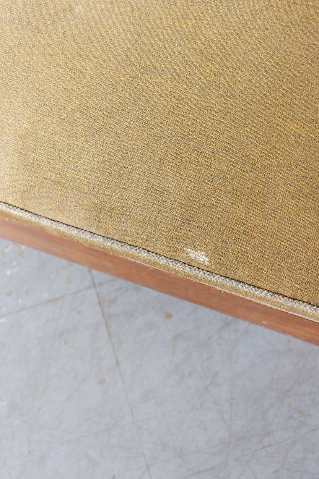 large vintage french wood and fabric ottoman/coffee table