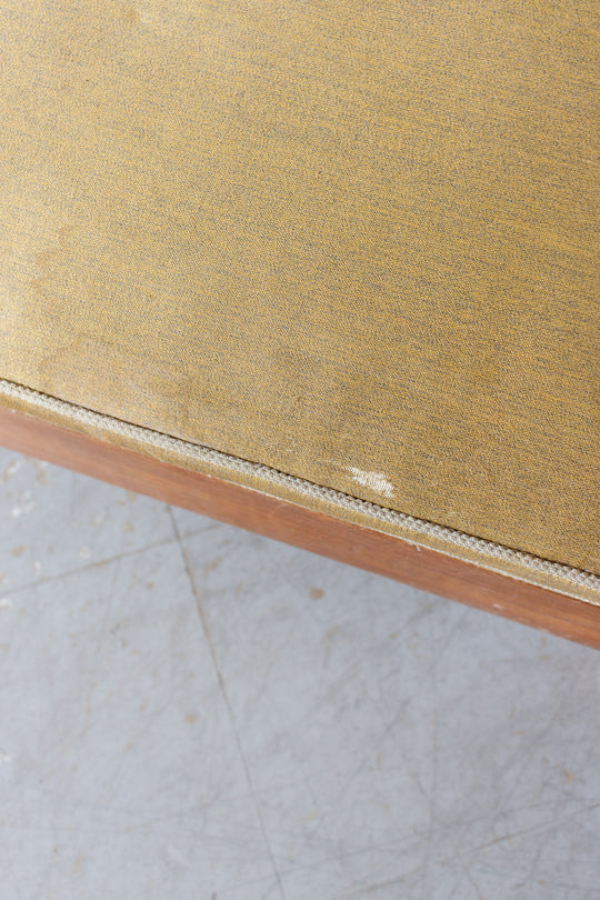 large vintage french wood and fabric ottoman/coffee table