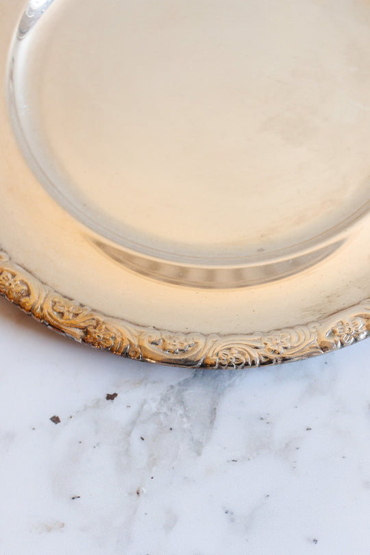 vintage French silver gravy plate and spoon