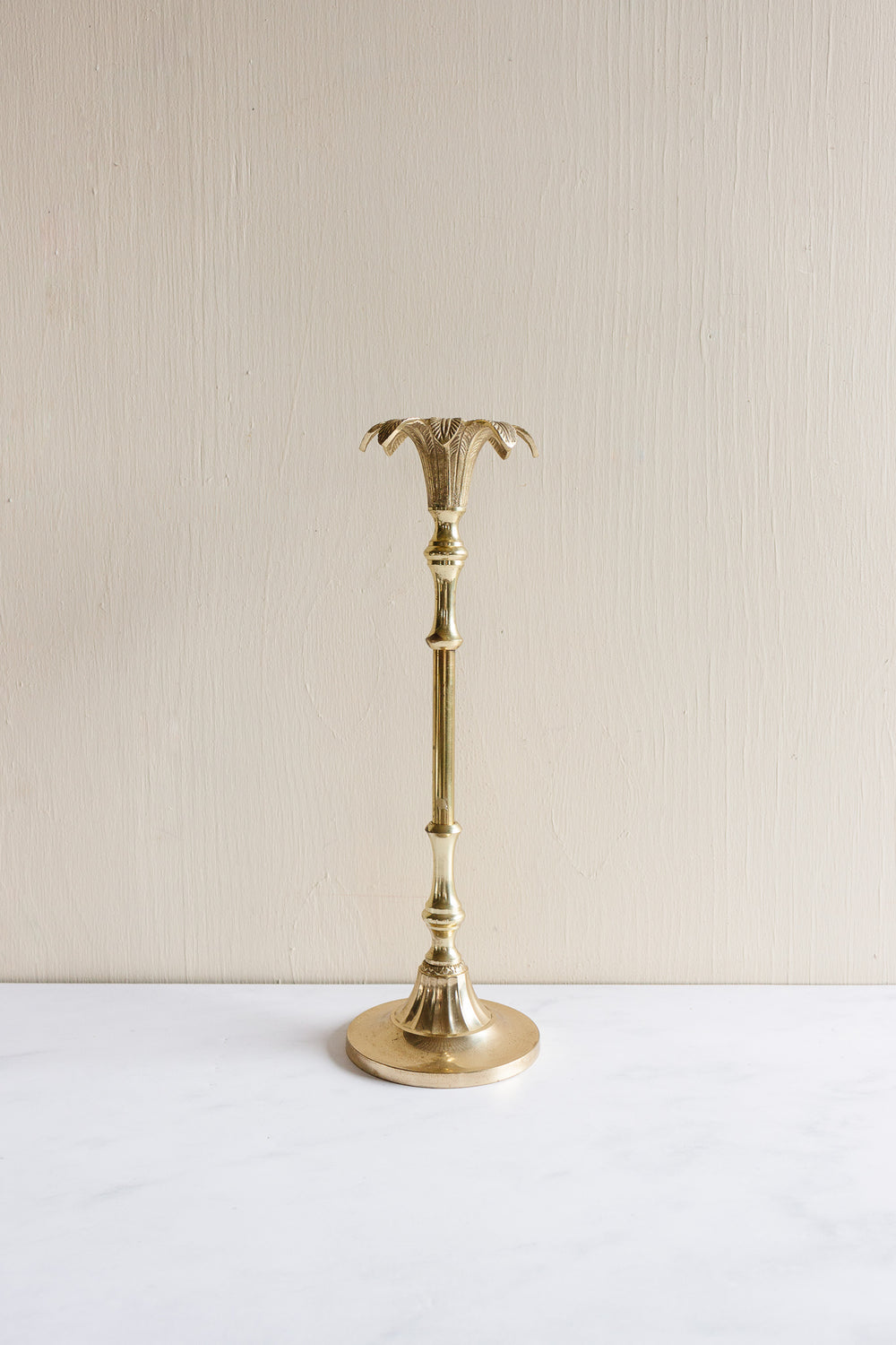 vintage Italian brass palm leaf candlestick